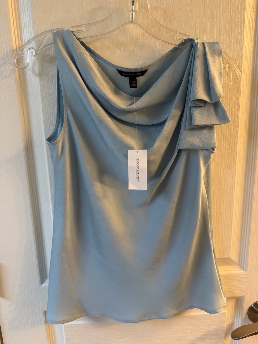 Banana Republic Light Blue Draped One-Shoulder blouse